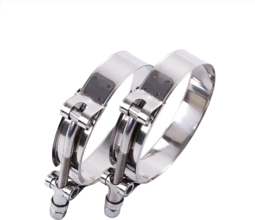 LUXERAD 2Pcs 3.6 Inch-4 Inch Stainless Steel T-Bolt Exhaust Clamp Range 91-103mm for ID 3.5 inch Hose (OD 98-100mm Hose)