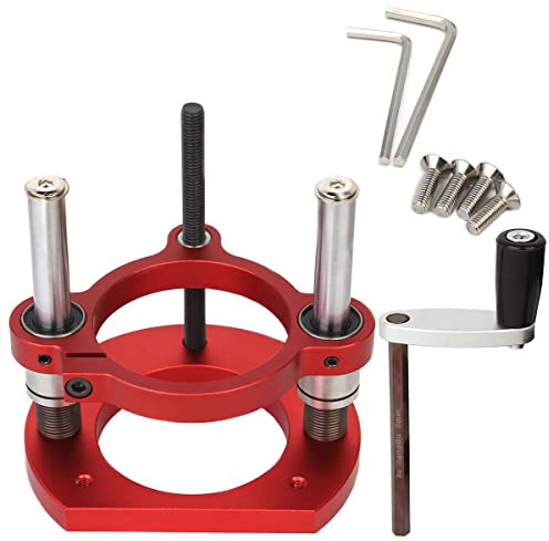 KETIPED Router regolabile per fresatrice universale di diametro 65 mm, base del router sotto il tavolo in alluminio per piastra di base con doppio supporto in acciaio inox, MG-061RED