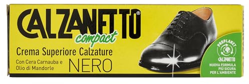 Calzanetto Crema Superiore Calzature, Colore Nero con Cera Carnuba e Olio di Mandorle, 1 da 40 ml
