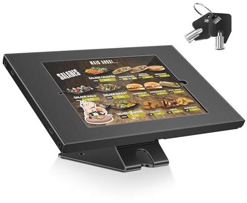 AboveTEK Diebstahlsicherer Tablet-Ständer - iPad Abschließbarer Sicherheitsständer Theken & Wandmontage POS Ständer 360° Drehbarer Kiosk Ständer für iPad/Air/Pro