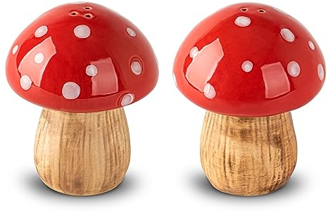 Mushroom Salt And Pepper Shakers Set Ceramic Salt Pepper Shakers Container Red Salt Pepper Shaker Set Salt Shakers For Kitchen Salt And Pepper Jar