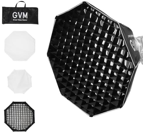 GVM Soft Boxes Lighting, Bowens Mount with Honeycomb Grid, Compatible with P80S/ SD80D/SD80S/GVM-G100W/GVM-PR150R/GVM-PRO-SD200B/GVM-PRO-SD300B and Other Bowens Mount Light, Suitable for studio Photog
