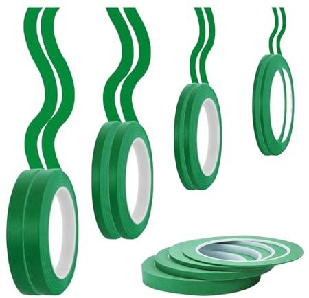 Scettar 8 Rouleaux Ruban de Masquage, 3/5/8/12mm x 20M Vert Ruban Adhésif Couleur,Masquage Fine Line Ruban de Peintre pour l'artisanat la Carrosserie et la Décoration de Bricolage