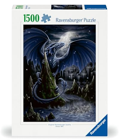 Ravensburger - Puzzle 1500 Pezzi Il Drago Nero E Blu | Puzzle Per Adulti 1500 Pezzi | Puzzle Adulti Per Bambini Dai 14 Anni In Su | Regalo Compleanno Per Bambini Dai 14 Anni In Su | Misure 80x60cm