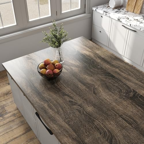 Livelynine Folie Arbeitsplatte Küche Holzoptik 40CMx10M Möbelfolie Holzoptik Dunkel Tisch Esstisch Selbstklebende Tapete Holzoptik Braun Klebefolie Arbeitsplatte Küche Holz Folie Selbstklebend Möbel