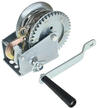 mitoharet 1200lbs Hand Winch with Brake Come-Along Silver High Carbon Steel 4.0 mm x 10 m Rope for Boat Trailer ATV