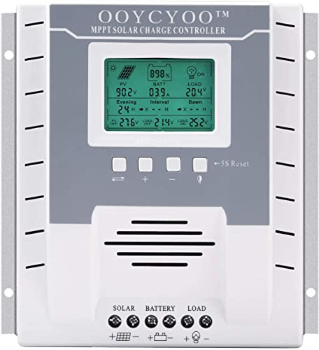 OOYCYOO 40A Solarladeregler MPPT 12V/24V Max PV Eingangsspannung 100V, LCD Display Solar Laderegler für Belüftete Versiegelte Gel NiCd Lithium Batterie