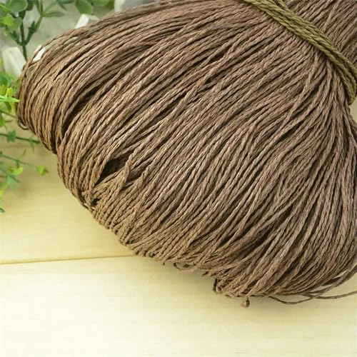 Hilo de paja de rafia natural de verano de 600 m, hilo de paja de papel de ganchillo, manualidades para hacer manualidades, para tejer sombreros, bolsos, cestas, material de ratán