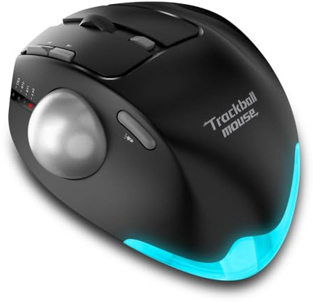 docooler F-33 Trackball Souris sans fil Triple Mode BT pour 2D/3D Professional Graphic Designer Cross-Screen CAD Drawing PS RGB with Programmable Adjustable Mouse Angle
