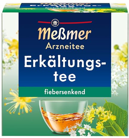 Meßmer Erkältungstee | Fiebersenkender Arzneitee mit Lindenblüten, Holunderblüten und Weidenrinde | 9 Teebeutel