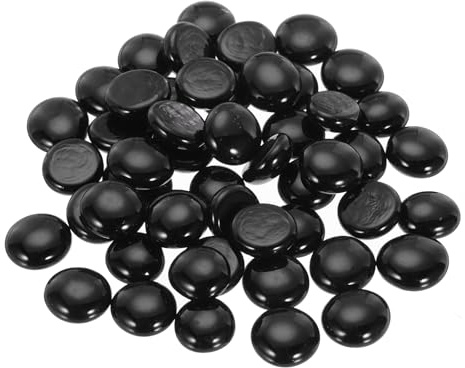 QUARKZMAN 50pz Biglie Vetro Piatte Decorative 17-19 Mm Perline Riempimento | per Vasi Roccia Ciottoli Neri, per Decorazioni per Tavola Acquari