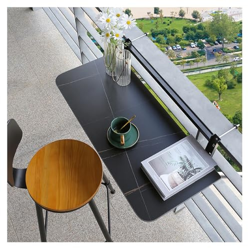 Table de Balustrade de Balcon，Table de Balcon Suspendue Pliable,Table Suspendue Rabattable et Hauteur Réglable,table de jardin résistante aux intempéries, petite table(A,L60*W35cm/L23.6*W13.8in)