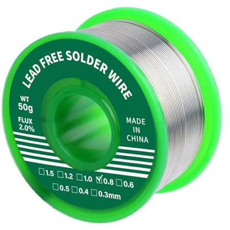 Lead Free Rosin Core Solder Wire for Electrical Soldering, Content 2.0% Solder Flux Sn0.7Cu (0.8mm 50g)