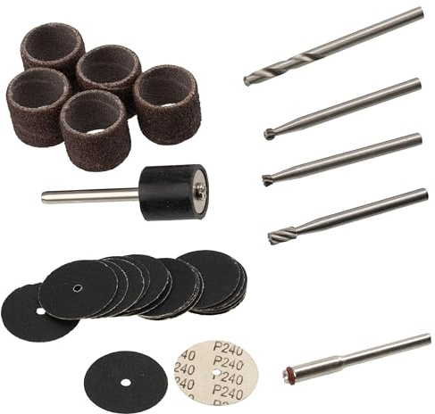 AERZETIX - C77471 - Set di 30 pezzi di levigatura punte per legno trapano supporto disco abrasivo fogli di carta vetrata su gambo per avvitatore utensile rotante multifunzione - lucidatura sbavatura