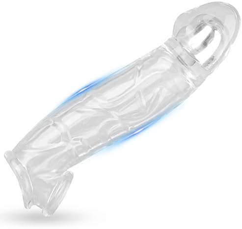 BDSMJOY Penishülle Penismanschetten,Vergrößern Eichel Penisvergrößerung(M) | Sex Spielzeug für die Männer Paare,Penis Sleeve mit Rutschfest Hodenringe Penisring,Penis Extender Pumpe Penis Hülle