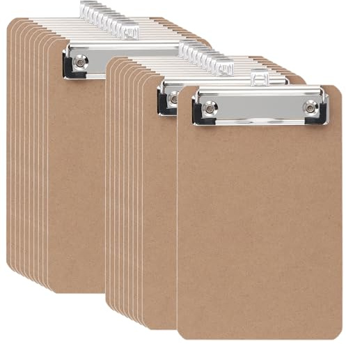 MAKTSAM 20 Pack A6 Klemmbrett, Hartfaserplatte Mini Klemmbretter, Holz Klemmbrett Ordner mit Aufhängehaken und Clip für Büro, Restaurant, Zuhause