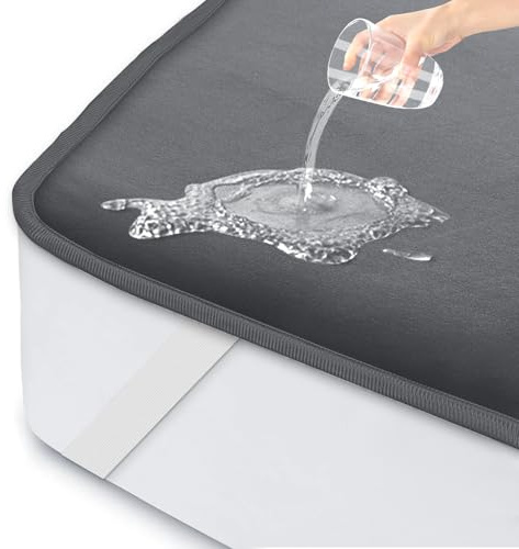 ohano Matratzenschoner 180 x 200 cm wasserdicht Inkontinenzunterlage waschbar, Matratzenschutz wasserdicht, Matratzenüberzüge, Inkontinenz Bettunterlage,wasserdichte Matratzenauflage-Dunkelgrau