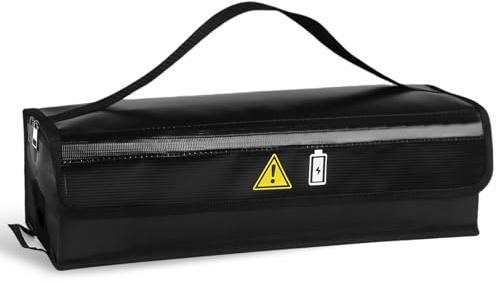 E-Bike Akku Tasche Feuerfeste Box, Feuerfest Fahrradakku Tasche, Wasserdicht & Explosionssicher Lipo Safe Bag Mit Kabelkanallöchern & Klettverschluss Innen Für Lagerung,Transport,Aufladung