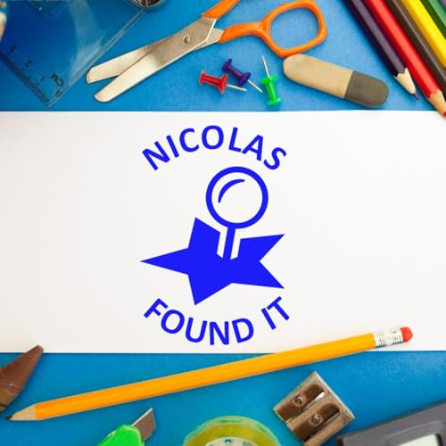 Custom Geocache Stamp with Wood Handle - Geostar Find Discovery Stamp for Geocaching Adventures - Ideal Father's Day Gift for Tech Enthusiasts - 3/4 Size, Compatible with Stamp Pads