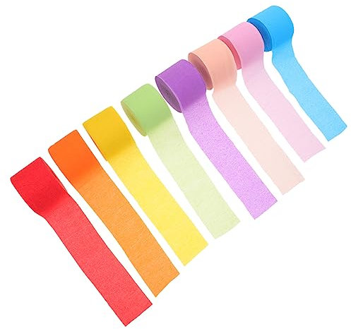 WESIEVYA 8rollen Bunte Krepppapier Hochzeiten Und Geburtstagsfeiern Rot Rosa Blau Grün Gelb Orange Dekorative Luftschlangen Für Party-Events Und Feierlichkeiten