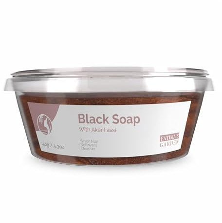 Fatima's Garden Savon Noir à l'Aker Fassi - Nettoyant Hydratant, 150g