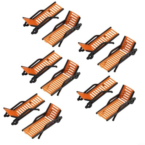 Besttoolifes Modelleisenbahn Landschaft HO Maßstab 1:87 Strandkorb-Set 10 Stück Miniatur-Bankstühle für Eisenbahn-Layout Landschaft Sandtisch Szene Dekoration Outdoor Diorama Zubehör (1:75)