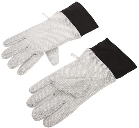 GLSTOY Dishwashing Gloves with Steel Wire Scrubber Waterproof Kitchen Gloves for Washing Dishes Long Five-finger Design Oil-resistant and Heat-resistant for Household Use