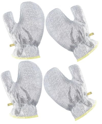 2 Pairs Heavy-duty Waterproof Kitchen Cleaning Gloves Silver Steel Wool Dishwashing Gloves for Non-scratch Cleaning Heat Resistant and Sturdy for Home Use
