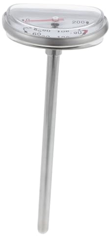 OSOLADY Termometro Misuratore Temperatura Olio in Acciaio Inox per Olio da Cucina Strumento Preciso Supporto Stabile per Frittura e Carne per Cottura al Forno e Barbecue