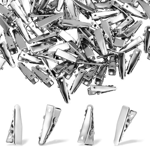 100 Stück Silber Haarclips Friseur Alligator Clips Silber Metall Haarklammern Damen Spangen Friseurbedarf Abteilklammern Mädchen Haarstyling DIY 2.5CM