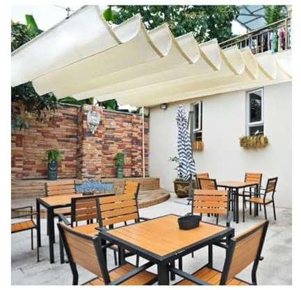 YFAURNDE Retractable Pergola Canopy，U Shape Wave Shade Cover，Slide Flexible Canopy，Pergola Shade Cover，Can be easily pulled back to close the sunshade when not in use(W:2.4m/7.87ft*L:13m/42.5ft)