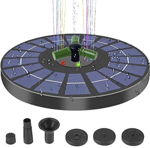 Fuente solar para exteriores, 4 W, bomba solar para estanque para exteriores, con 6 boquillas, bomba de agua, bomba de fuente flotante solar para estanque, piscina, jardín, pájaro, baño, depósito de