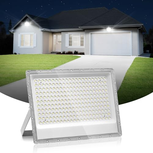 Hondony faretti led da esterno 200w, illuminazione di sicurezza LED per esterni, 6500K, IP66, luce bianca diurna, per magazzino, giardino, garage, cortile e parcheggio