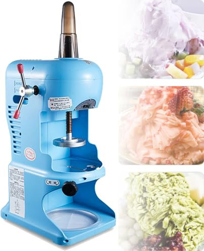 Macchina per ghiaccio tritato, potente tritaghiaccio elettrico da 350 W, macchina per ghiaccio tritato commerciale per uso domestico e commerciale, bar, negozi di tè e caffè, hotel,Blue