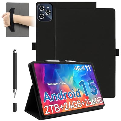 Magnetische Schutzhülle für Tabwee W90 11 Zoll Tablet – stoßfest mit Stiftschlitz, wasserdicht, kratzfest, Multi-Winkel-Ständer, mit Handschlaufe, schlank, langlebig, Schwarz