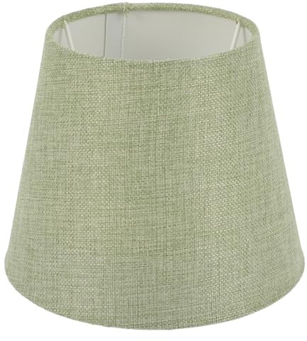 Gatuida Lampenschirm Leinen für Tischlampe E14 Lamp Shade Trommelförmig | Tischlampenschirm Grün, Stofflampenschirm Boho, Lichtschirm für Wohnzimmer Schlafzimmer Büro und Schreibtisch