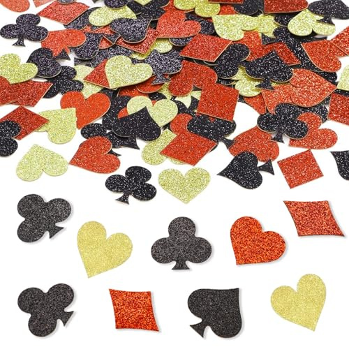 ParPix 100 Stück Casino Deko Konfetti, Las Vegas Streudeko, Herz Casino Poker Confetti, Pok Tischdeko, Casinos Thema Party Konfetti, Las Vegas Party Streudeko, Poker Dekoration, Casinos Party Deko