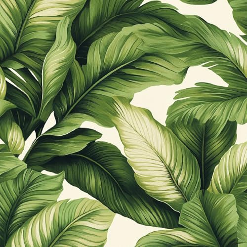 Papel Pintado Autoadhesivo Plantas Tropicales 40cm x 300cm Vinilo Muebles Cocina, Hojas De Plátano Verde De La Selva Tropical Papel Adhesivo para Muebles Pared, Impermeable Pegatina Decorativos Salon