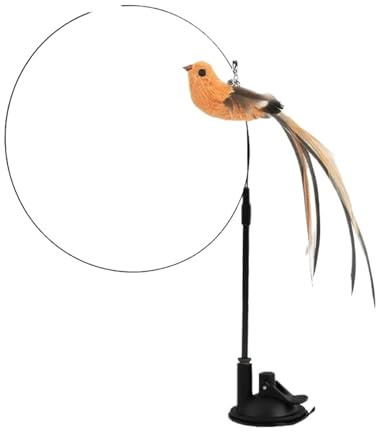 DJSKLDF Katzenangel Simulated Bird Cat Toys Epoxy Sucker Steel Wire Long Rod Feather Teasing Stick Self Hi No Harmful Ingredients