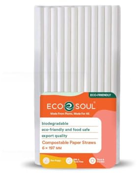 ECO SOUL Paper Straw, 6 mm White | Eco Friendly Drinking Straws (50 Pack) | Premium eco-friendly quality, Plastic-free alternative, Built for everyday use, Strong & reliable, Sustainable choice