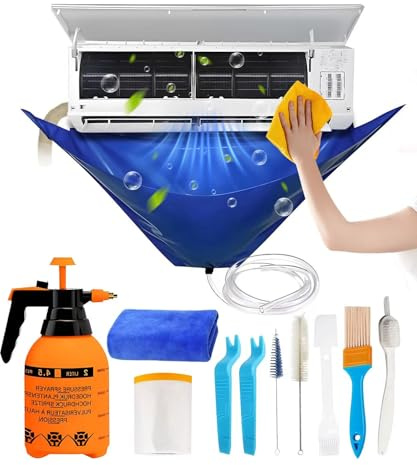 COIMSRGDZ Mini Split Cleaning Kit Bag AC Cleaning Waterproof PVC Cover with 10pcs Cleaning Tools and 2L High Pressure Spraye