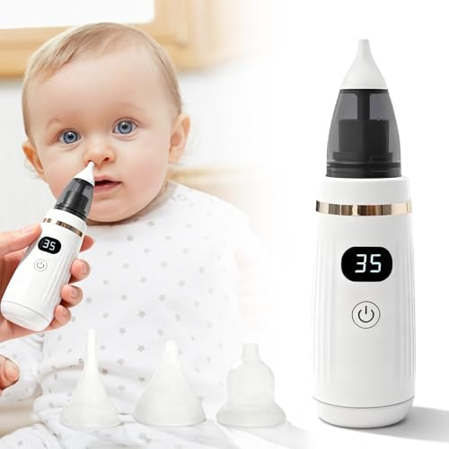 PORFOYO Näsdammsugare baby elektrisk, elektrisk nässugare babydammsugare, nasal aspirator baby, nässsekretdammsugare, anti-reflux, näsrengöring uppladdningsbar för nyfödda, småbarn