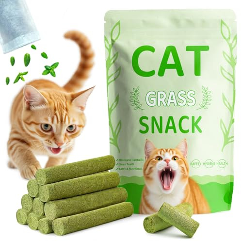 GREMBEB Cat Toys 18Pack Cats Grass Teething Stick Kitten Chew Treat for Removal Hairballs Kitty Dental Care Snack Freeze Dried Cat Food