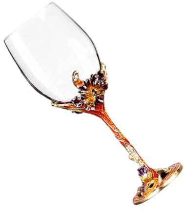 NUOBESTY Copa de Vino Esmaltada de Cristal 350 Ml Cáliz de Vino Tinto para Hogar y Boda Vaso Resistente para Uso Interior y Exterior Copa de Whisky Decorativa para Eventos
