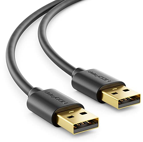 deleyCON 5m USB 2.0 A-Stecker auf A-Stecker Kabel - Schwarz | High Speed Datenkabel, schnelle und sichere Datenübertragung, passgenaue stabile USB-Kontakte, abwärtskompatibel