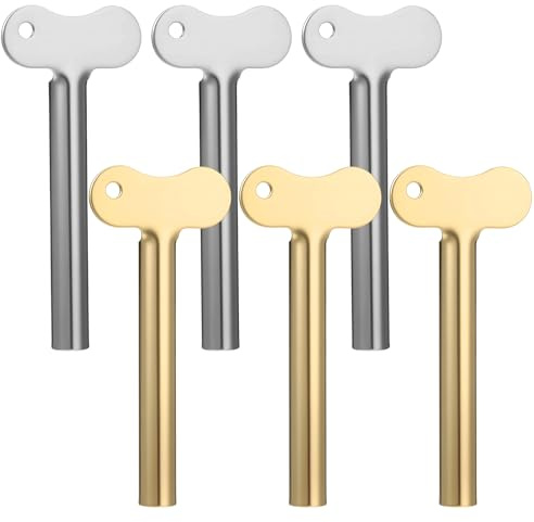 Lot de 6 presse-tubes en métal pour dentifrice et teinture des cheveux - Outil durable pour la vie quotidienne - Pour la salle de bain - Argent doré