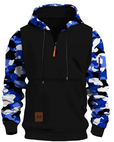 Sweat à capuche pour homme avec motif camouflage, coupe ajustée, sweat d'hiver chaud avec doublure en polaire pour l'automne et le temps froid, vêtement de rue confortable et décontracté, Ce4, XL