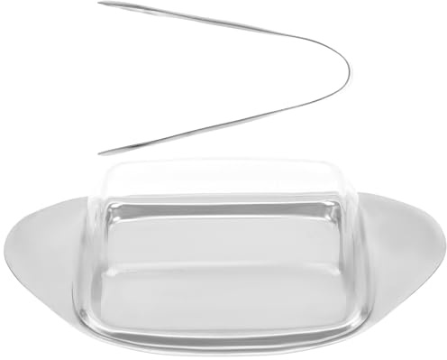 jojofuny Beurrier en Acier Inoxydable Couvercle, Assiette Élégante pour Desserts et Fromages, pour Conserver Petits Fruits Lors de Fêtes