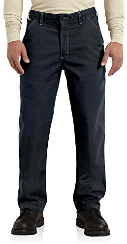 Carhartt Men's Flame Resistant Washed Duck Work Dungaree,Dark Navy,36 x 34