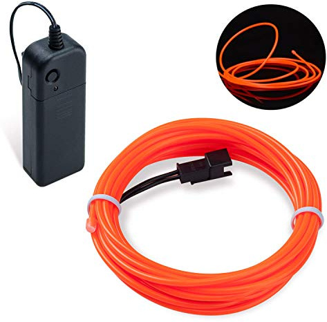 COVVY EL Wire LED Neon Flessibile Elettroluminescente Filo EL Fili Super Luminoso Stroboscopico Controllo di o Abito Cosplay Festa Halloween Natale Party Carnevale Decorazione (Arancia, 3M)